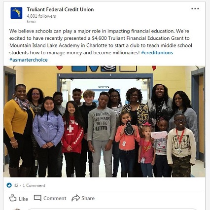 Facebook post of mountain island lake academy